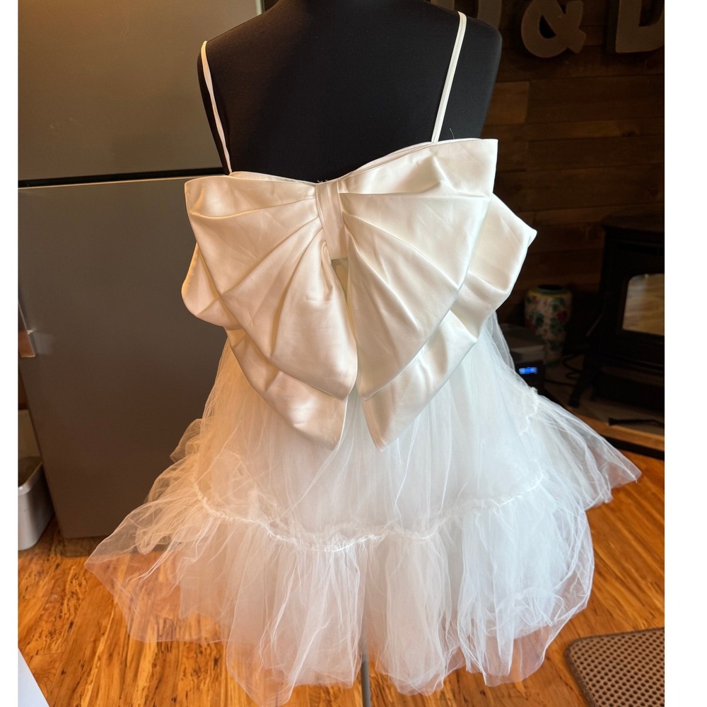 Anthropologie Hutch Take A Bow White Tulle Mini Dress Size 4 Bridal
